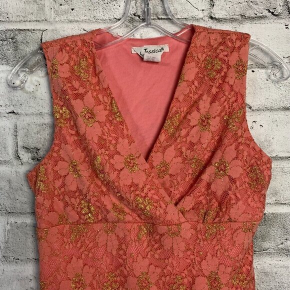 Y2K Vintage Jessica Sheer Sparkly Lace Babydoll Tank Top Blouse - Picture 2 of 15